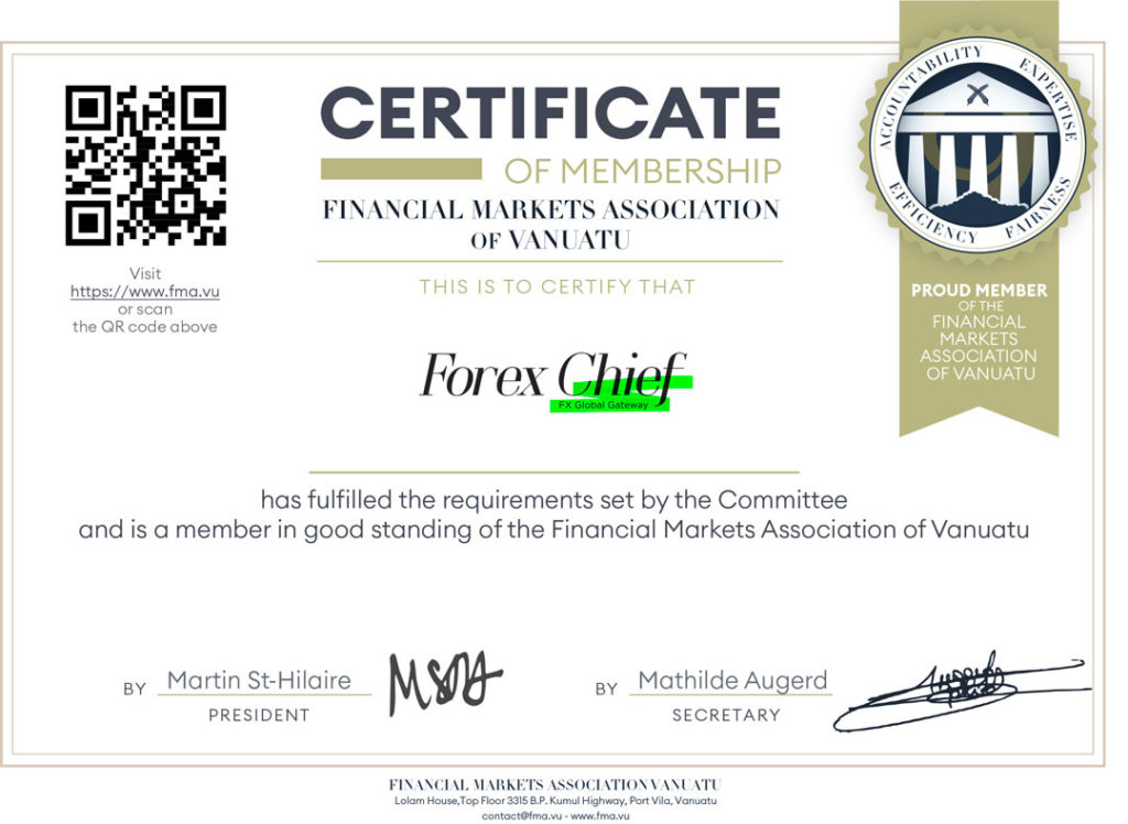 FMA Vanuatu Welcomes ForexChief - Financial Markets Association of Vanuatu